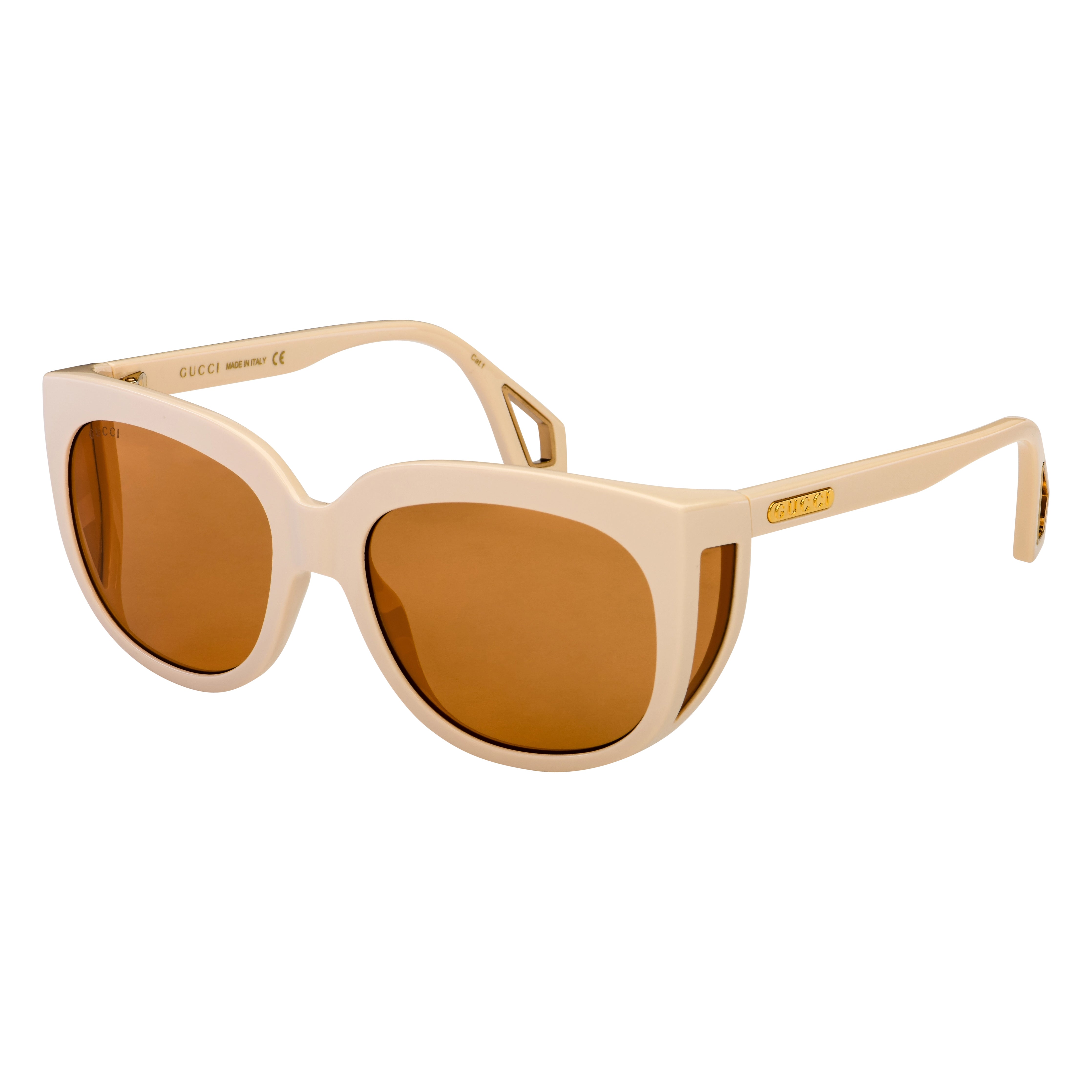 Gucci Women's Sunglasses Wraparound Rectangle Cream GG0468S-004 57