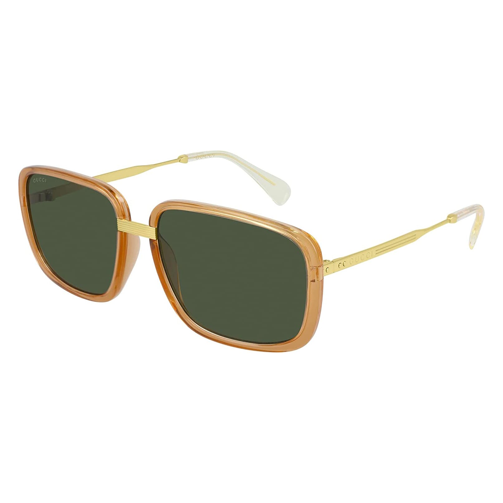 Gucci Unisex Sunglasses Rectangle Brown Gold GG0787S-003 61