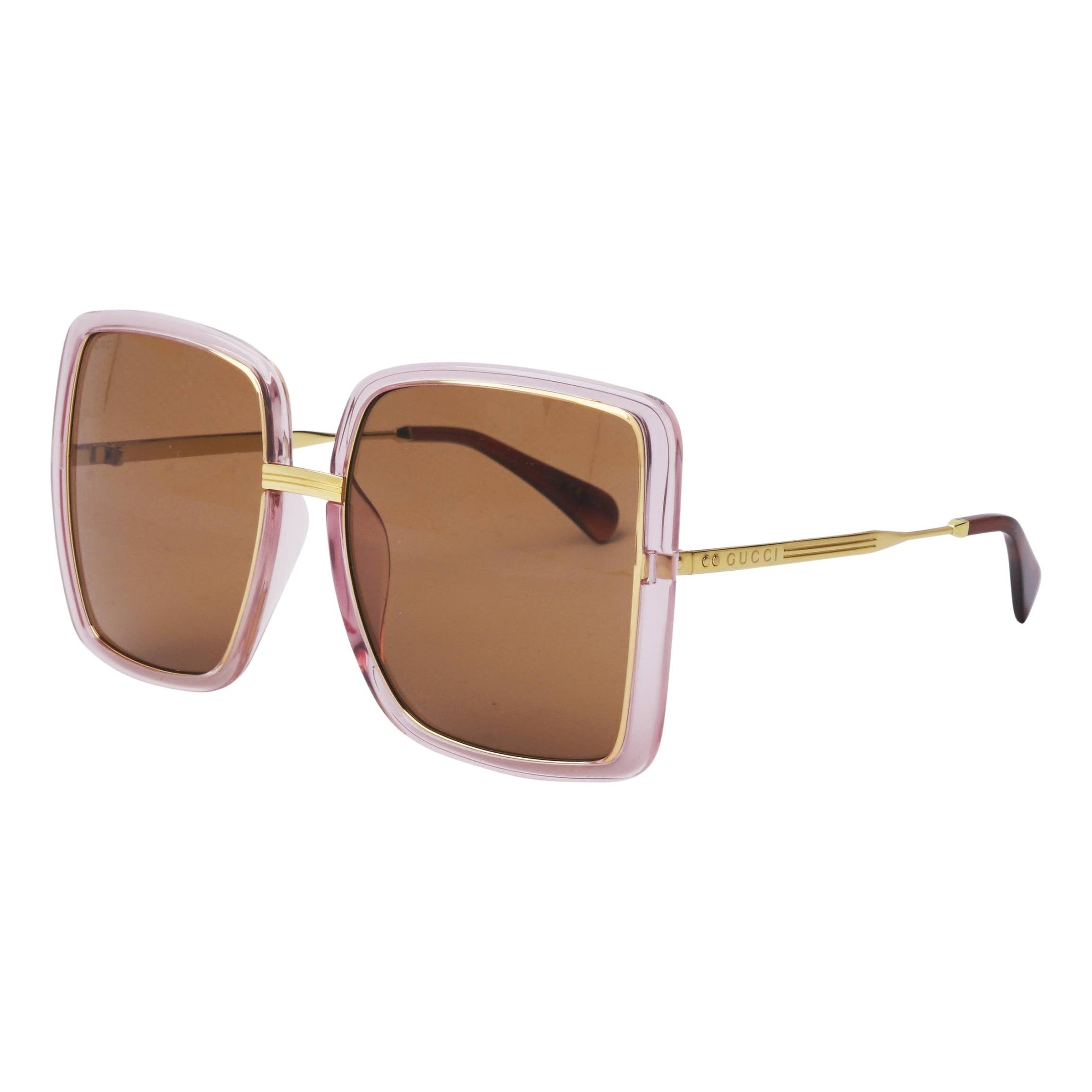 Gucci Women's Sunglasses Oversized Square Gold Pink GG0903S-002 60