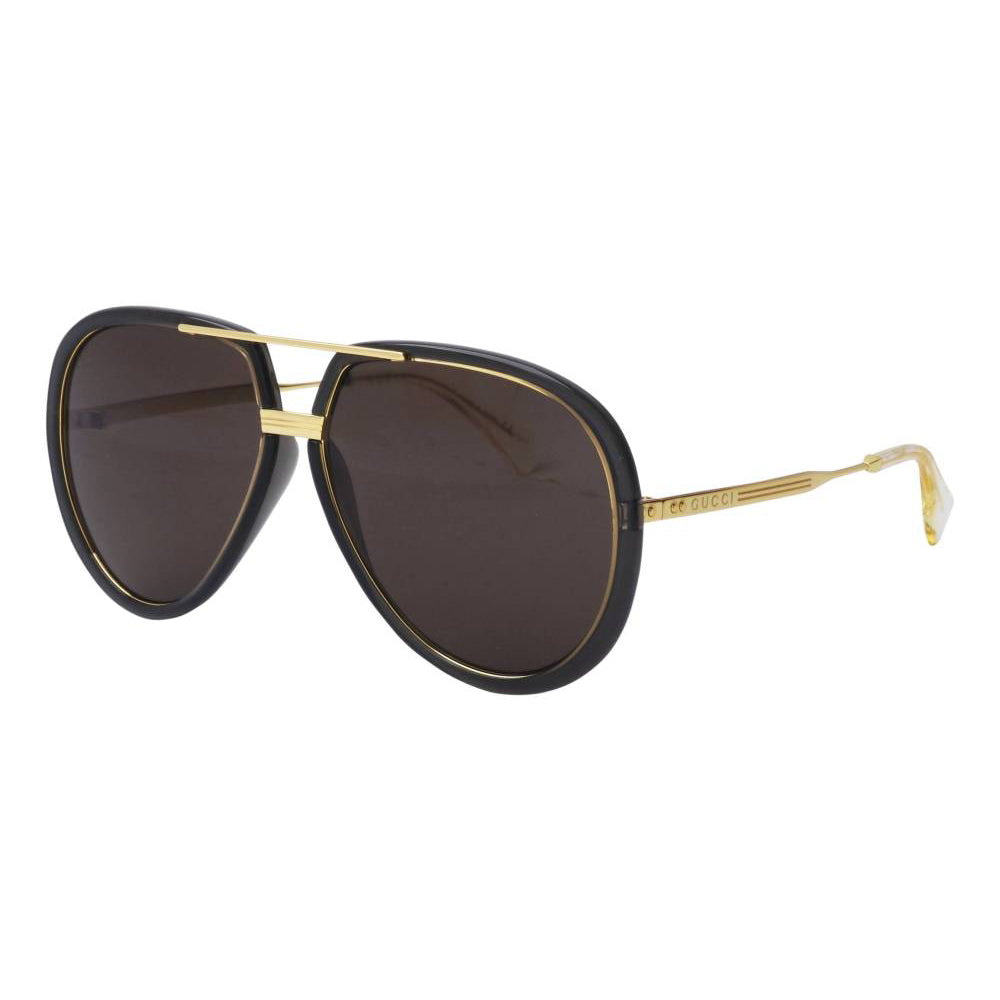 Gucci Unisex Sunglasses Oversized Pilot Black Gold GG0904S-001 61
