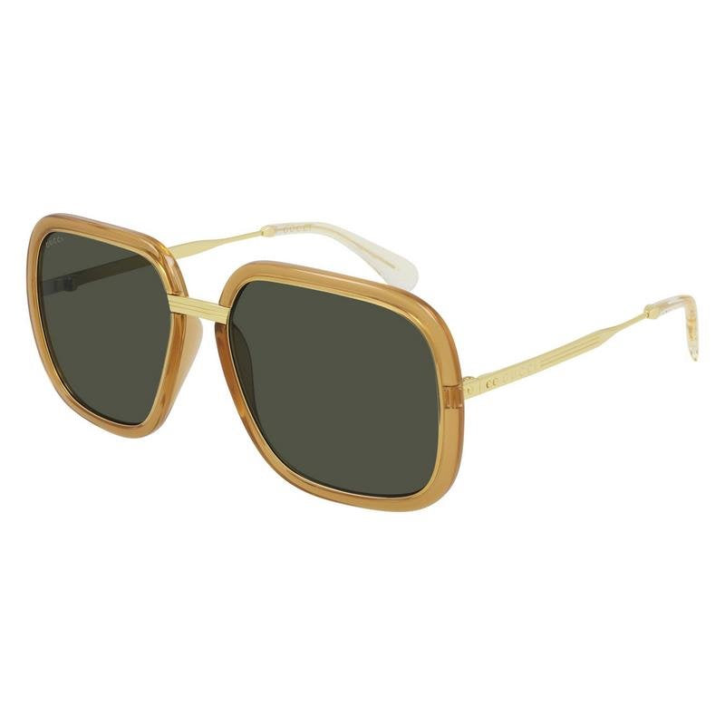 Gucci Unisex Sunglasses Oversized Pilot Gold Brown GG0905S-003 60