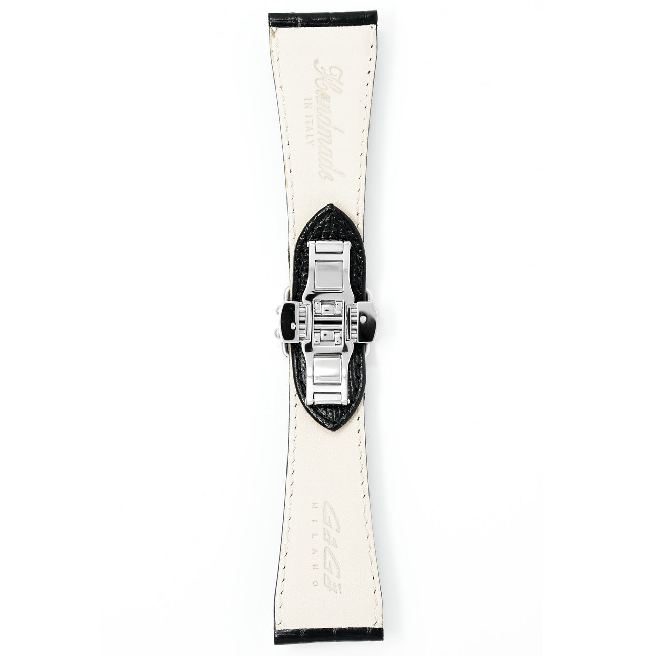 Gagà Milano Watch Black Lizard Leather Butterfly Strap