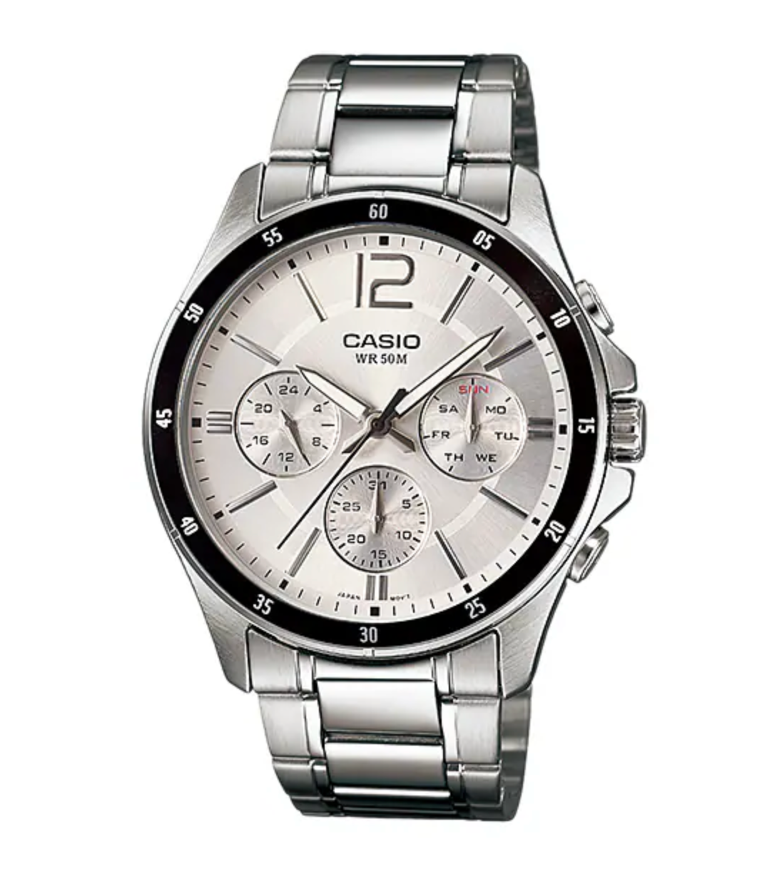 Casio Men's Watch Chronograph Stainless Steel Silver MTP-1374D-7AVDF