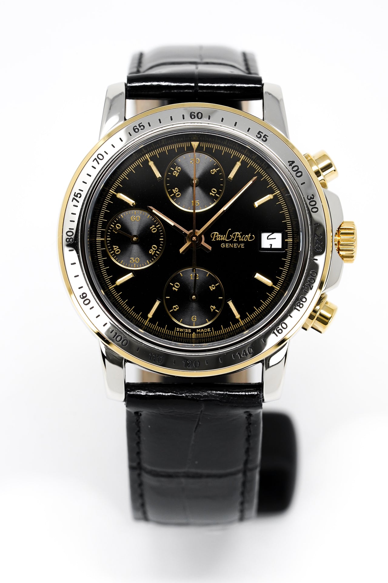 Paul Picot Men's Watch Chronosport Chronograph Black 18K Gold P7005322.332-A