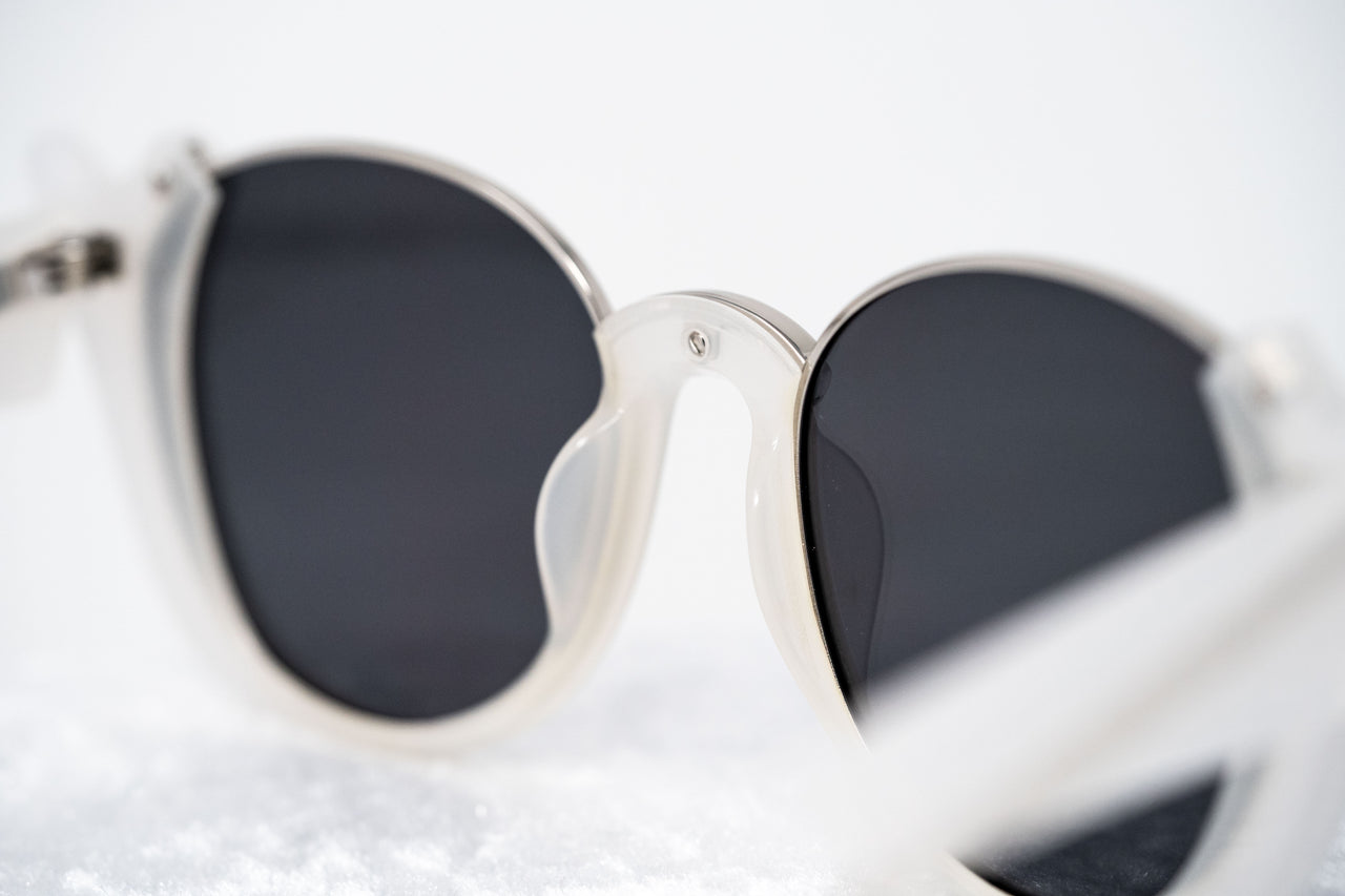Prabal Gurung Sunglasses Round White Silver and Grey