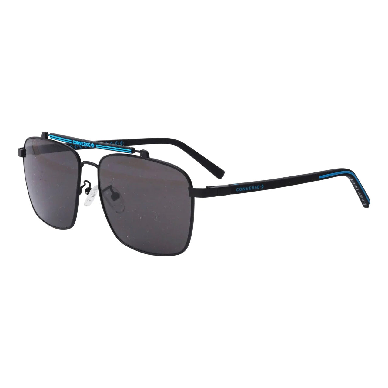 Converse Men's Sunglasses Square Flat Top Matte Black and Blue SCO229 0531