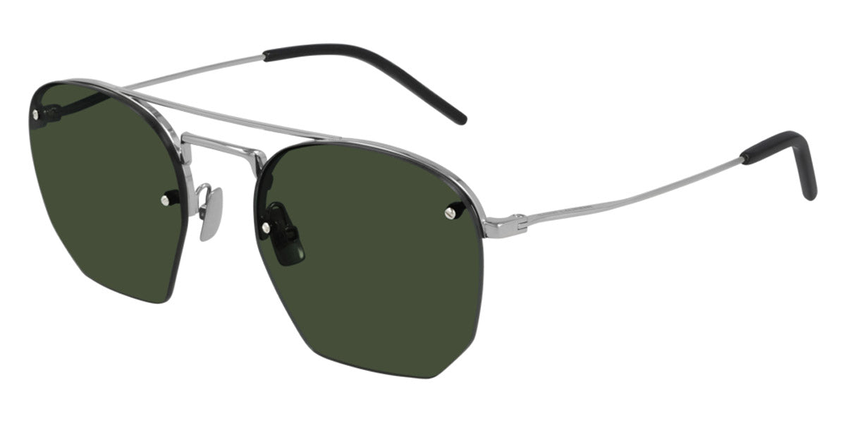 Saint Laurent Men's Sunglasses Irregular Rimless Silver/Green SL 422 004 52