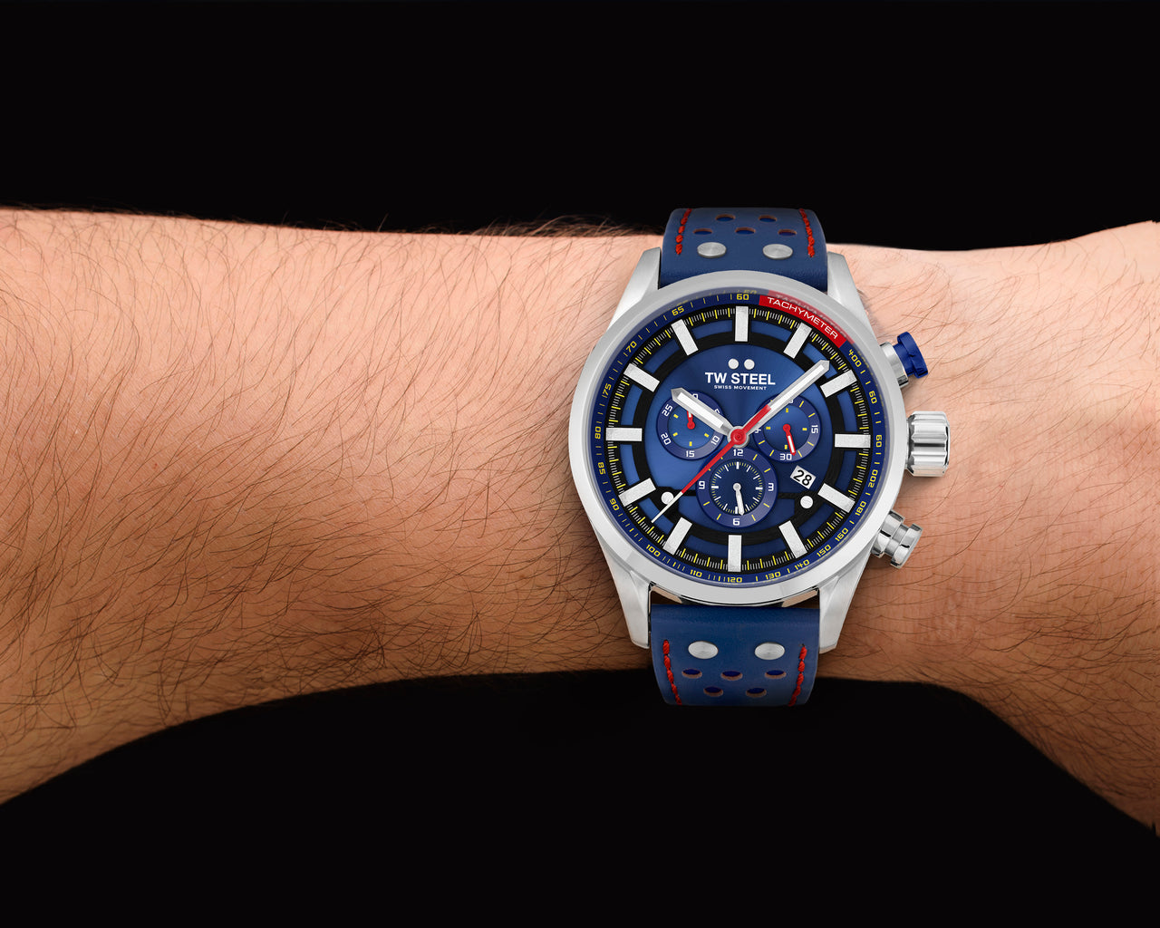 TW Steel Watch Men's Swiss Volante Chronograph Fast Lane Blue SVS206