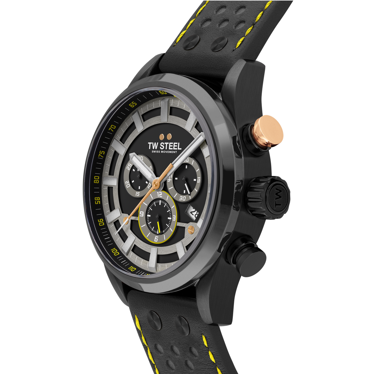 TW Steel Watch Men's Swiss Volante Chronograph Fast Lane Black SVS207