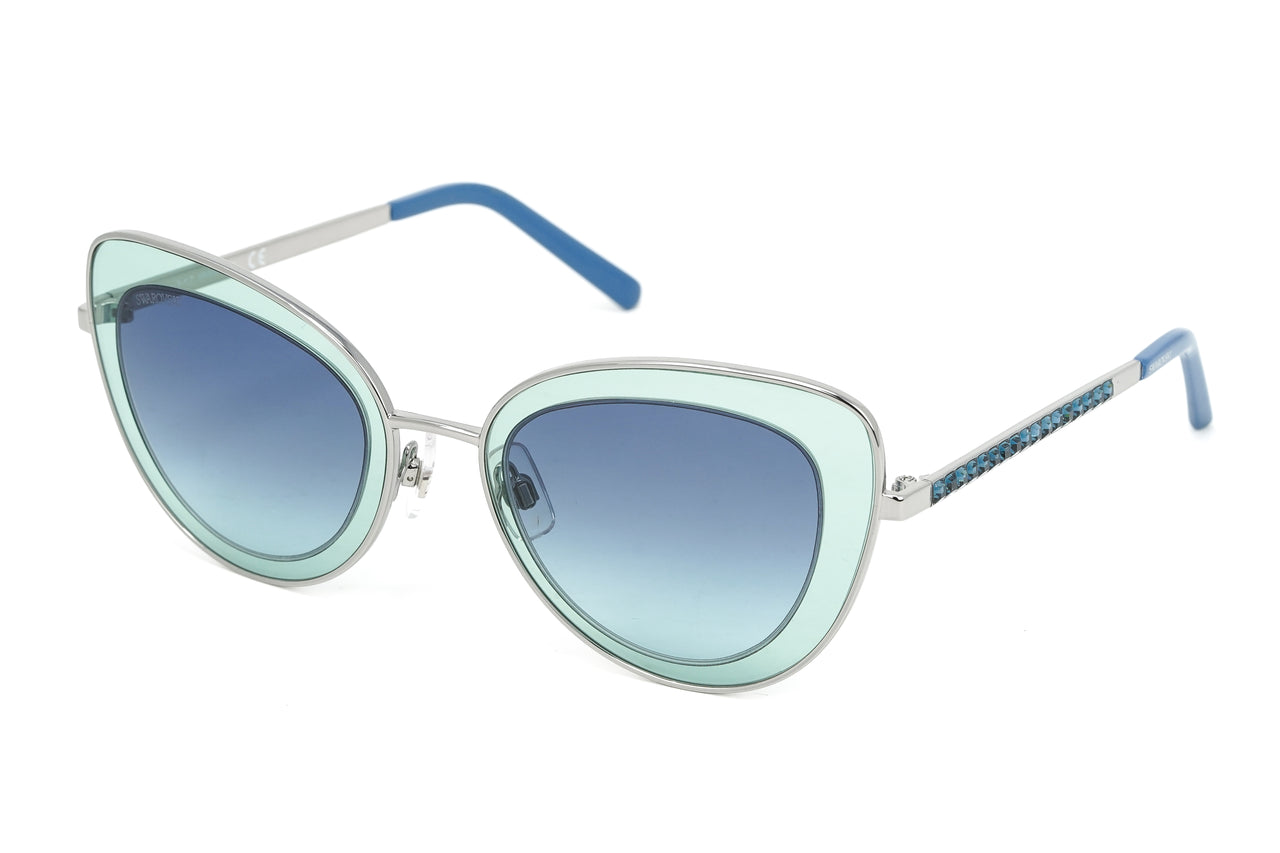 Swarovski Women's Sunglasses Cat Eye Green Blue SK0144/S 14W