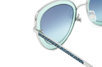 Thumbnail for Swarovski Women's Sunglasses Cat Eye Green Blue SK0144/S 14W