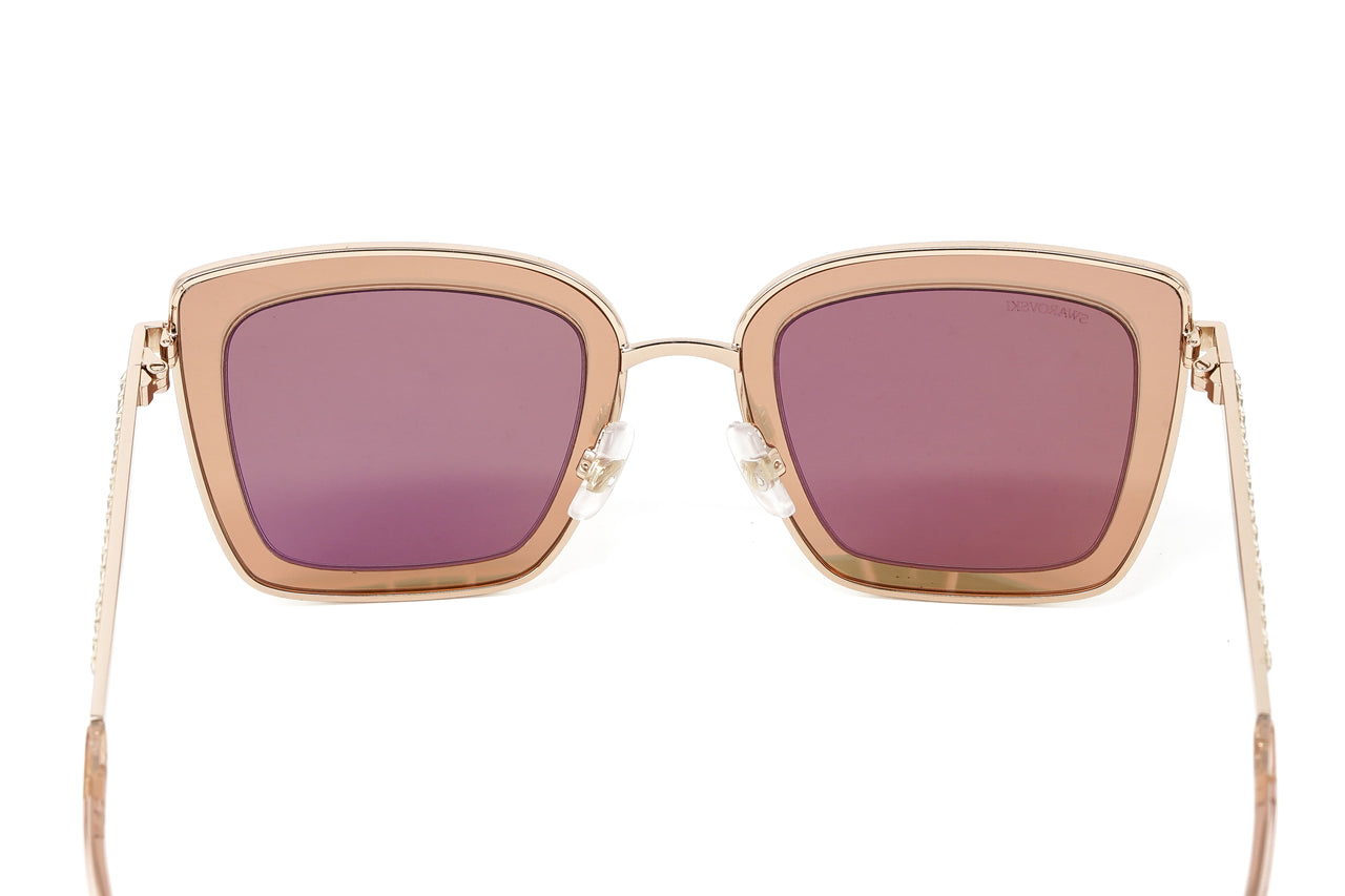 Swarovski Women's Sunglasses Square Cat Eye Gold Pink SK0198/S 28E