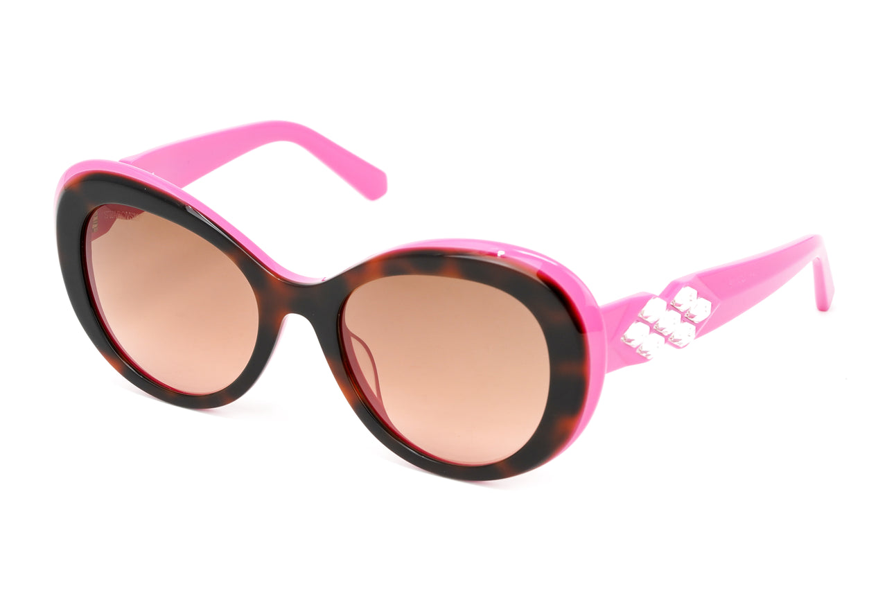 Swarovski Vintage Women's Sunglasses Oval Cat Eye Tortoise Pink SK0224/S 56F