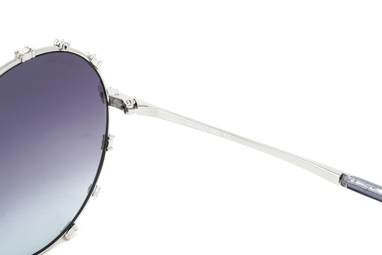 Swarovski Women's Sunglasses Round Silver Gradient Grey SK0289-F/S 16B