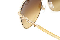 Thumbnail for Swarovski Women's Sunglasses Butterfly Pilot Gold Brown SK0290/S 30F