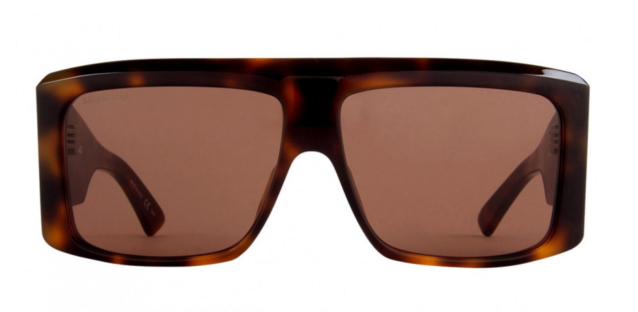 Balenciaga Unisex Sunglasses Oversized Rectangle Havana BB0002S-002 63