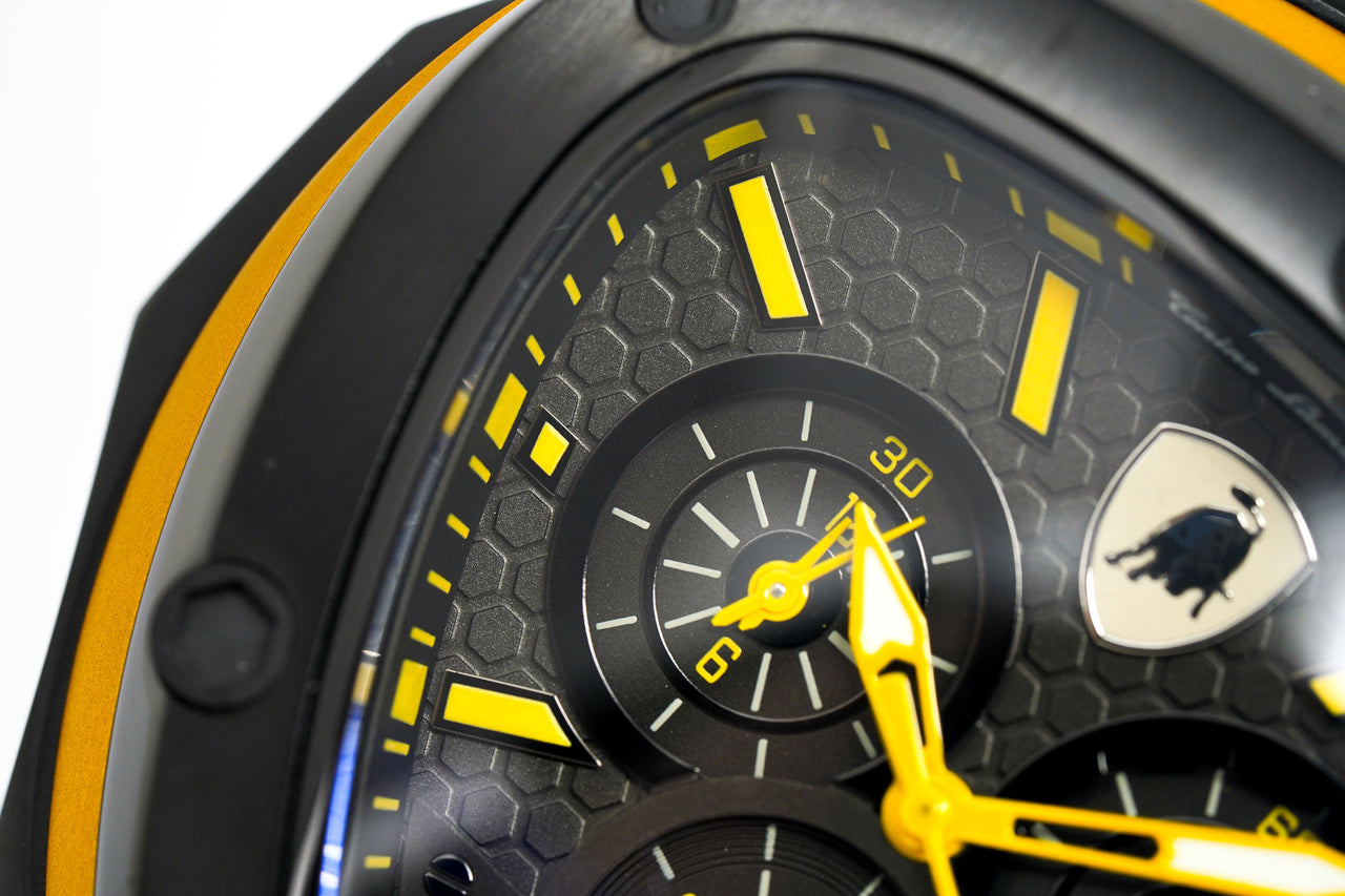 Tonino Lamborghini Spyder X Chronograph Watch Date Black PVD Yellow T9XE