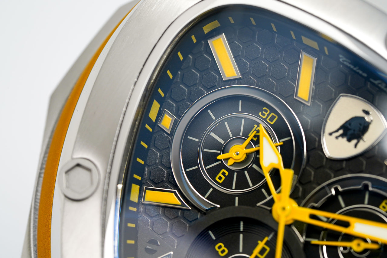 Tonino Lamborghini Spyder X Chronograph Watch Date Steel Yellow T9XE-SS