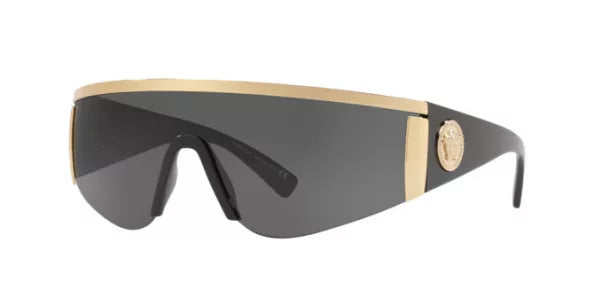 Versace Unisex Sunglasses Shield Wraparound Black/Gold VE2197100087