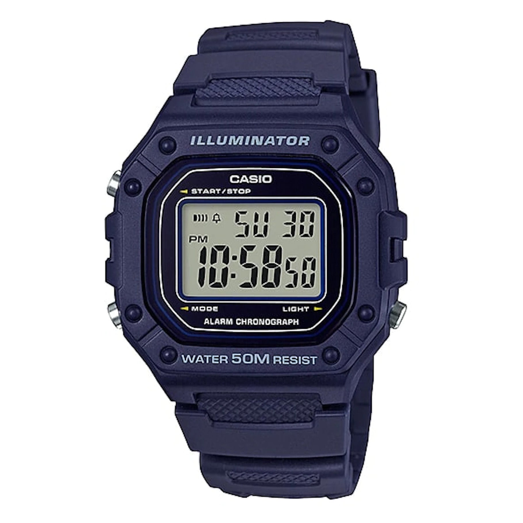 Casio Watch Chronograph Digital Blue W-218H-2AVDF