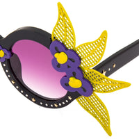 Thumbnail for Amie Victoria Robertson Women Sunglasses Round Flowers Yellow Purple With Graduated Purple Lenses AVR1C1SUN - Watches & Crystals