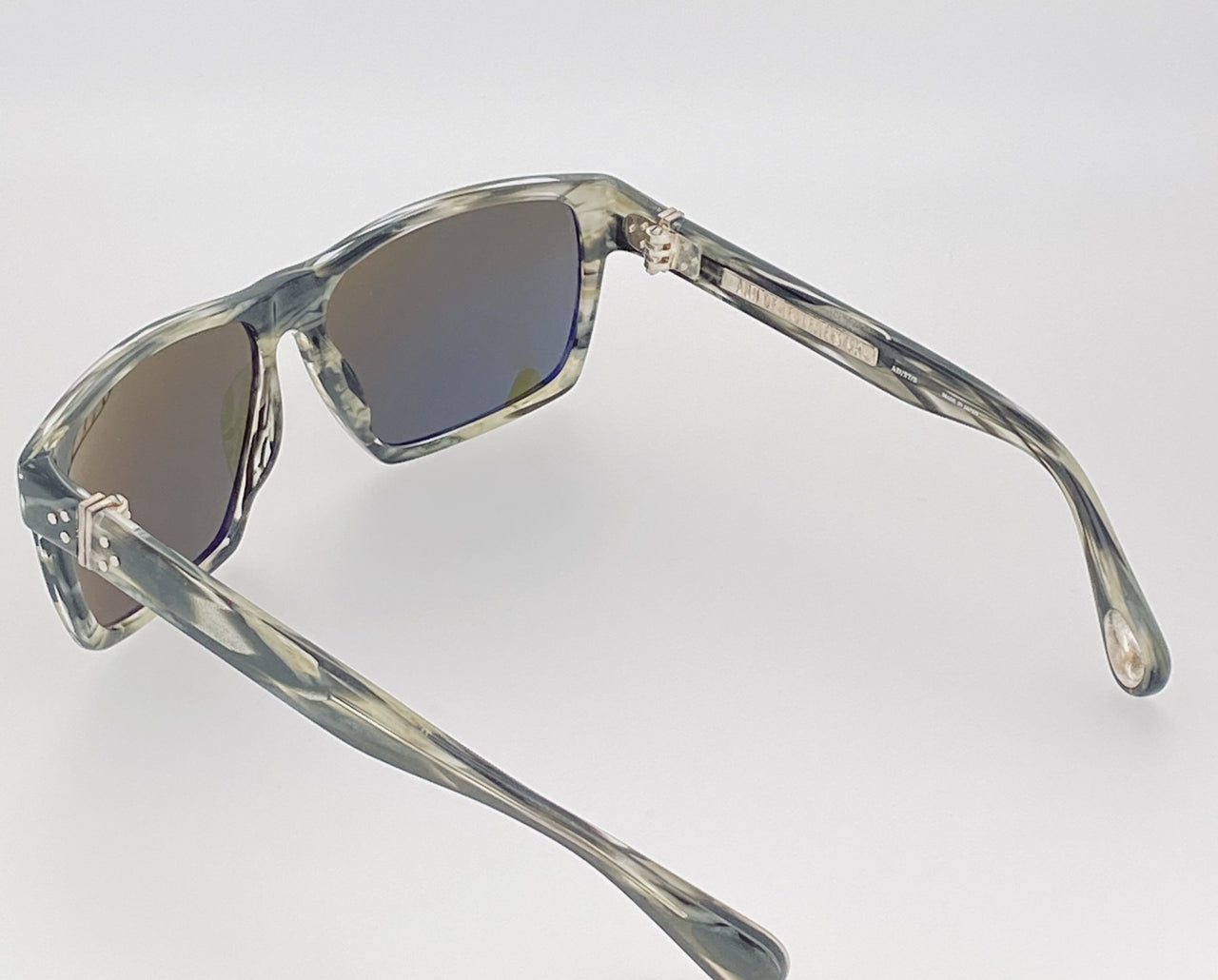 Ann Demeulemeester Sunglasses Angular Brown Horn 925 Silver with Green Lenses Category 3 Dark Tint AD37C3SUN - Watches & Crystals