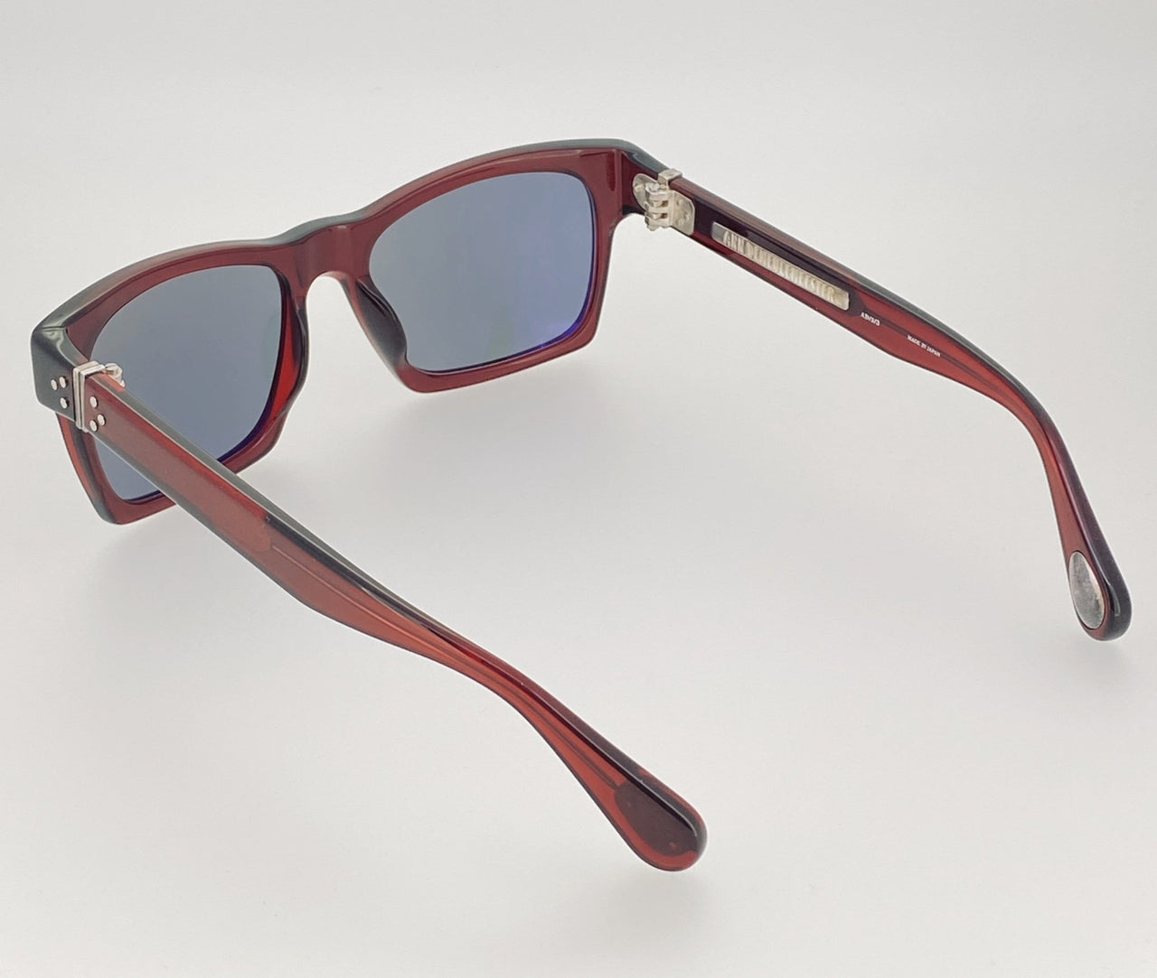 Ann Demeulemeester Sunglasses D-Frame Bordeaux Red 925 Silver with Blue Lenses AD3C3SUN - Watches & Crystals