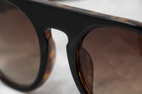 Thumbnail for Ann Demeulemeester Sunglasses Flat Top Black & Tortoise Shell 925 Silver with Brown Graduated Lenses Category 3 AD10C6SUN - Watches & Crystals
