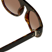 Thumbnail for Ann Demeulemeester Sunglasses Flat Top Black & Tortoise Shell 925 Silver with Brown Graduated Lenses Category 3 AD10C6SUN - Watches & Crystals