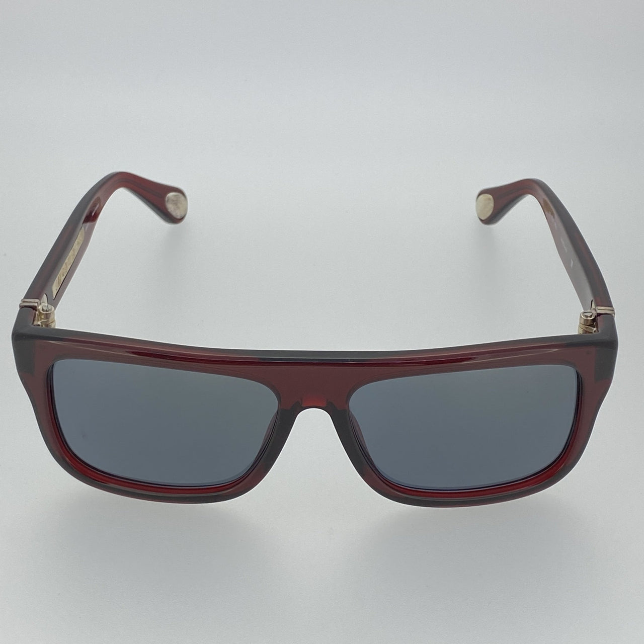 Ann Demeulemeester Sunglasses Flat Top Bordeaux Red 925 Silver with Blue Lenses AD2C3SUN - Watches & Crystals