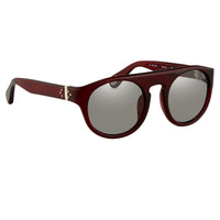 Thumbnail for Ann Demeulemeester Sunglasses Flat Top Bordeaux Red 925 Silver with Blue Lenses Category 2 AD10C3SUN - Watches & Crystals