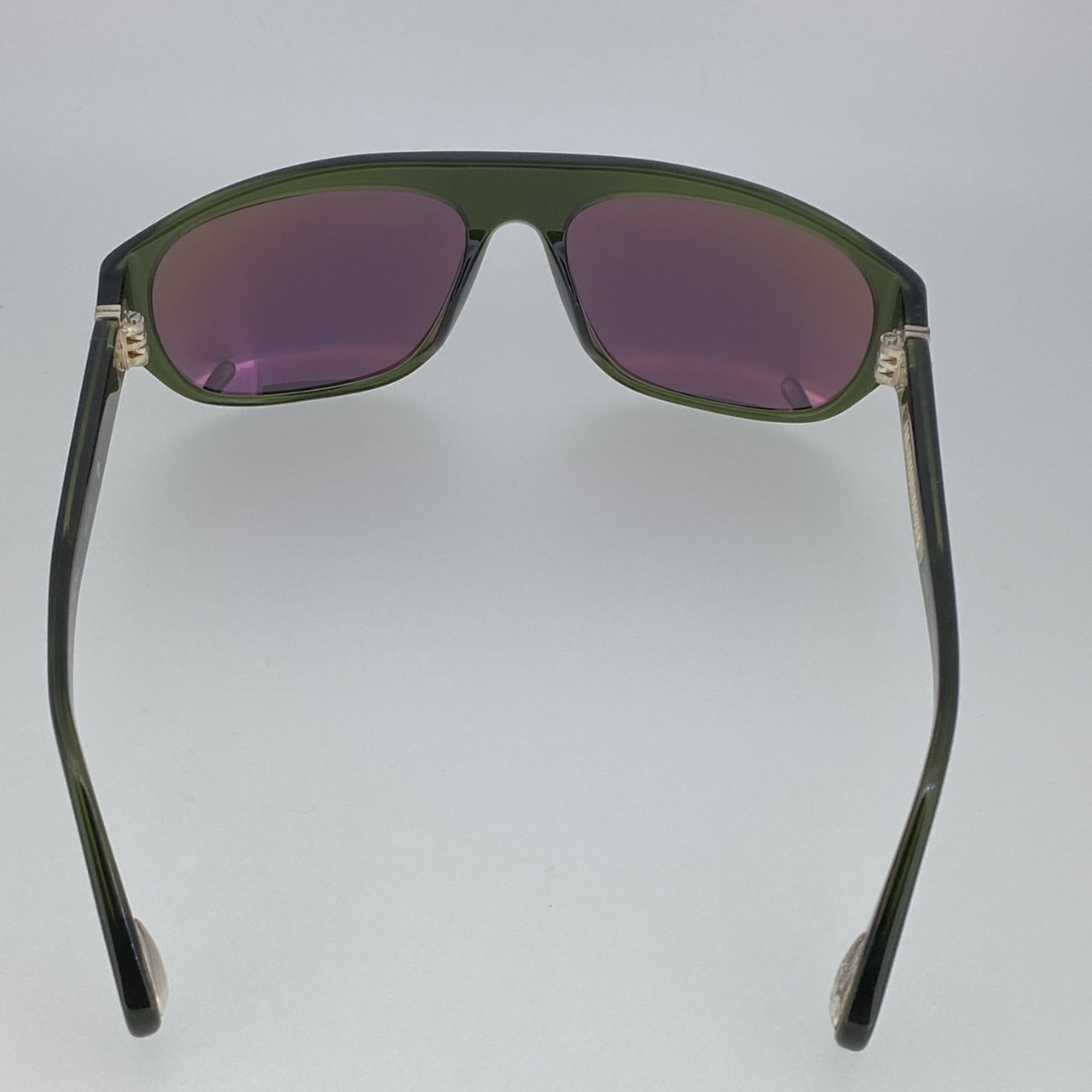 Ann Demeulemeester Sunglasses Flat Top Green 925 Silver with Purple Lenses Category 3 Dark Tint AD1C7SUN - Watches & Crystals