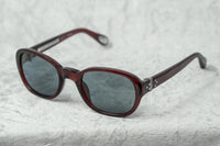 Thumbnail for Ann Demeulemeester Sunglasses Oval Bordeaux Red 925 Silver with Blue Lenses Category 2 AD8C3SUN - Watches & Crystals