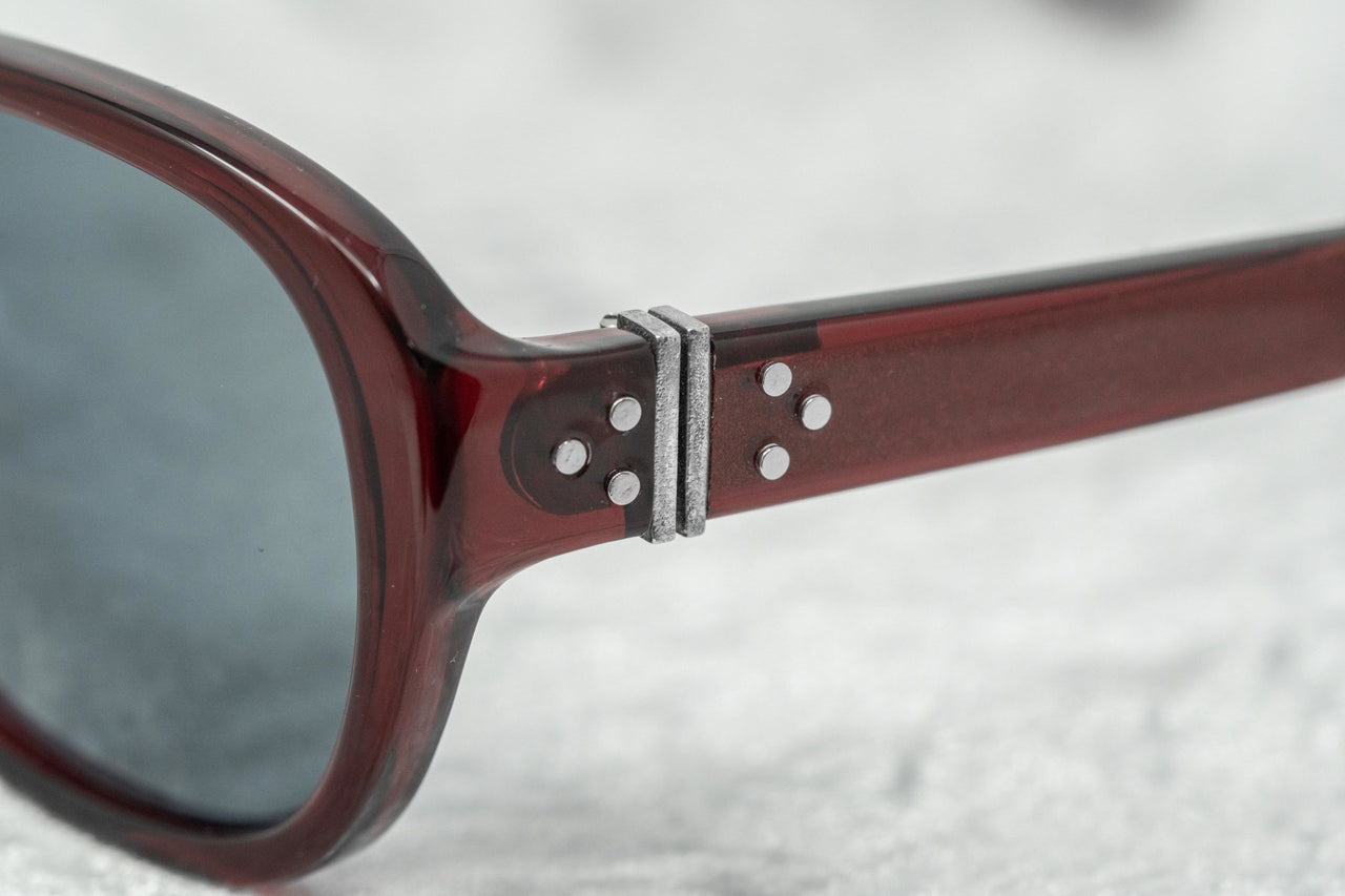 Ann Demeulemeester Sunglasses Oval Bordeaux Red 925 Silver with Blue Lenses Category 2 AD8C3SUN - Watches & Crystals