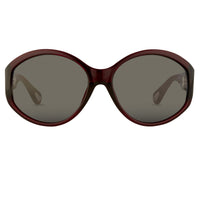 Thumbnail for Ann Demeulemeester Sunglasses Oversized Bordeaux Red 925 Silver with Blue Lenses AD6C3SUN - Watches & Crystals