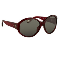 Thumbnail for Ann Demeulemeester Sunglasses Oversized Bordeaux Red 925 Silver with Blue Lenses AD6C3SUN - Watches & Crystals