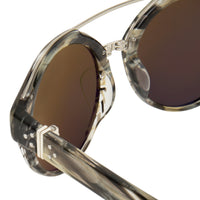 Thumbnail for Ann Demeulemeester Sunglasses Round Hornet 925 Silver with Green Lenses CAT3 AD45C3SUN - Watches & Crystals