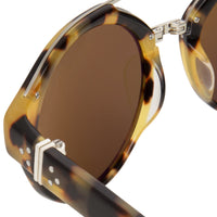 Thumbnail for Ann Demeulemeester Sunglasses Round Tortoise Shell Titanium 925 Silver with Brown Lenses CAT3 AD45C2SUN - Watches & Crystals