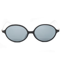 Thumbnail for Ann Demeulemeester Unisex Sunglasses Oval Black Wood Effect 925 Silver Titanium with Grey Mirror Lenses Category 3 AD64C2SUN - Watches & Crystals