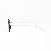 Thumbnail for Ann Demeulemeester Unisex Sunglasses Oval Black Wood Effect 925 Silver Titanium with Grey Mirror Lenses Category 3 AD64C2SUN - Watches & Crystals