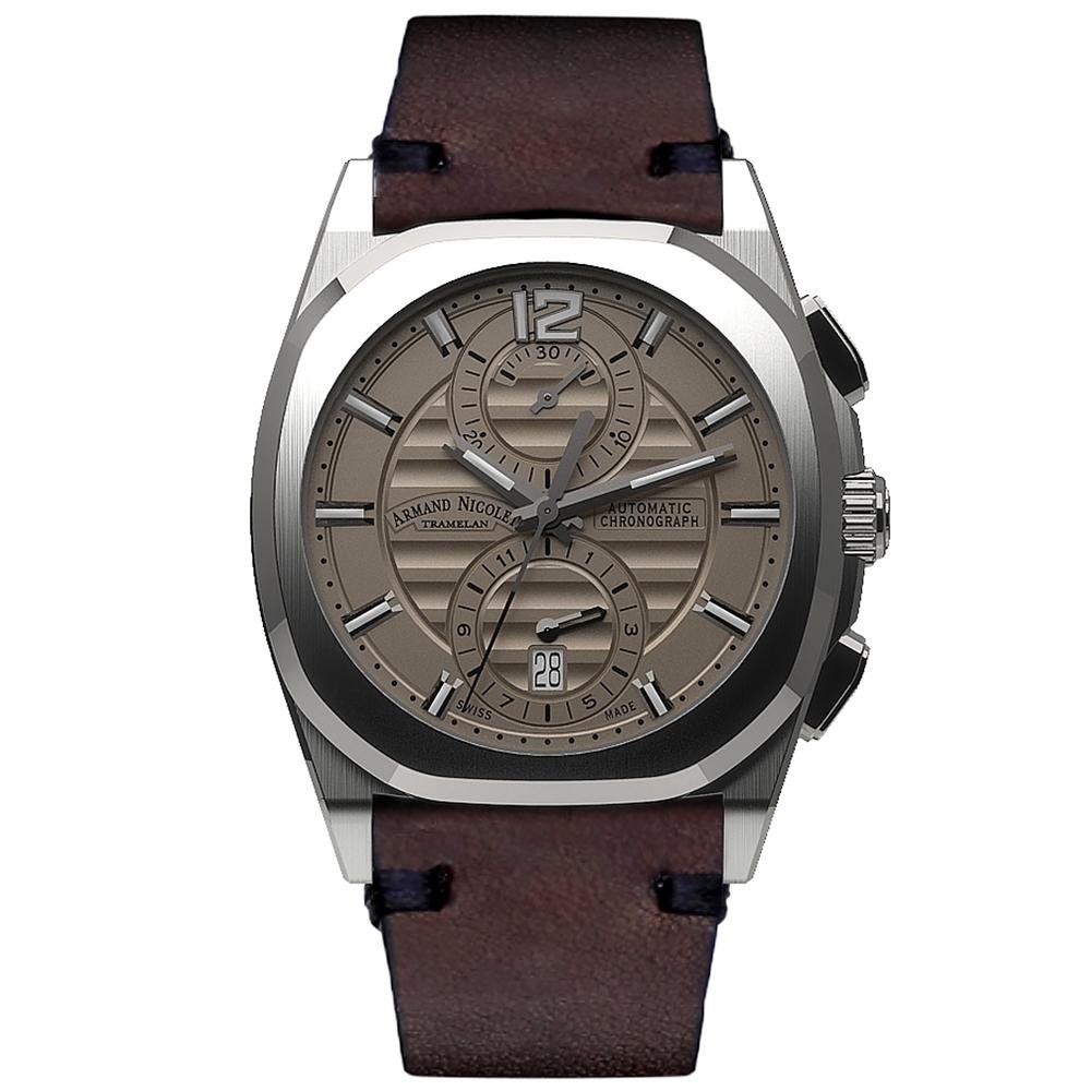 Armand Nicolet J09-3 Chronograph Gray Leather - Watches & Crystals