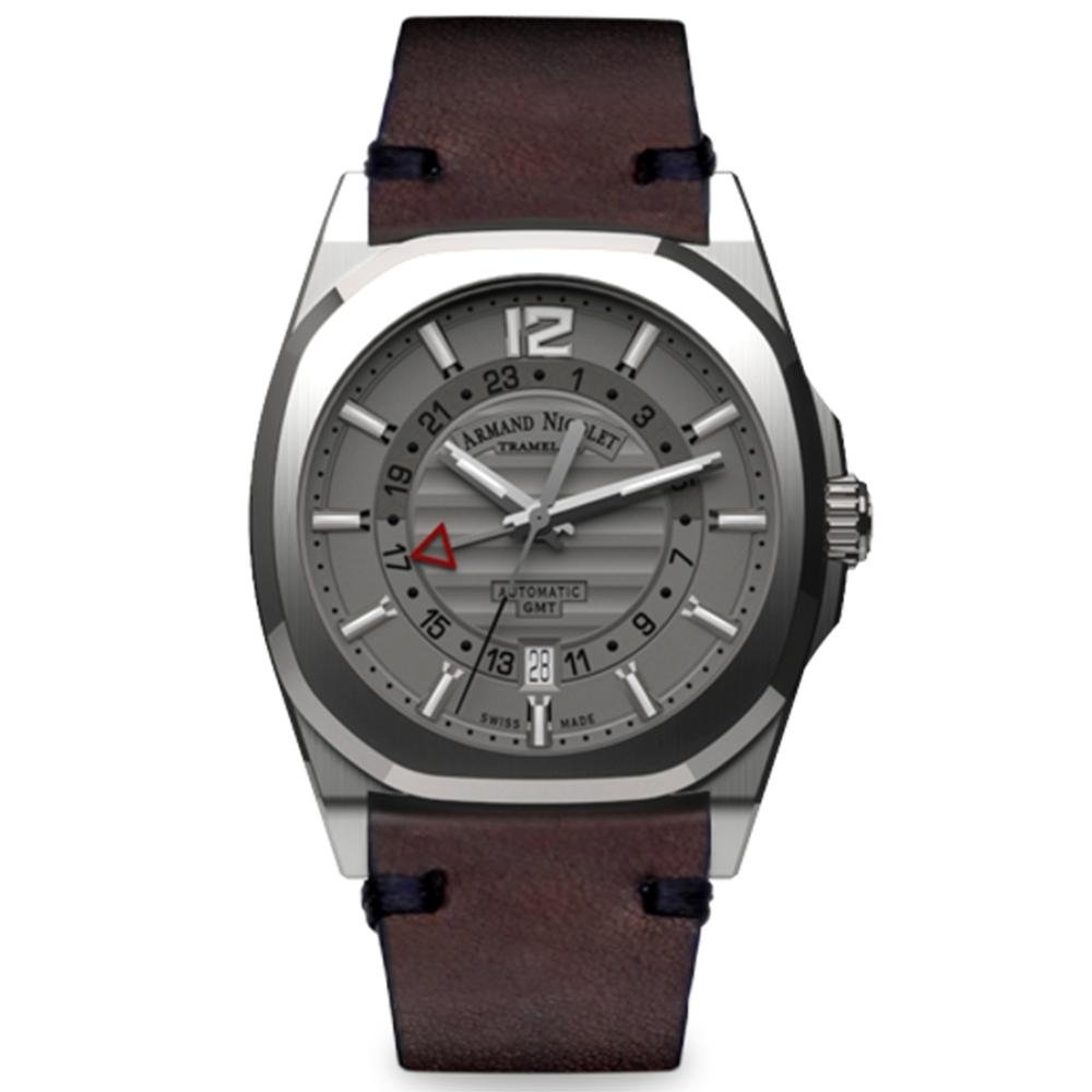 Armand Nicolet J09-3 GMT Gray Leather - Watches & Crystals
