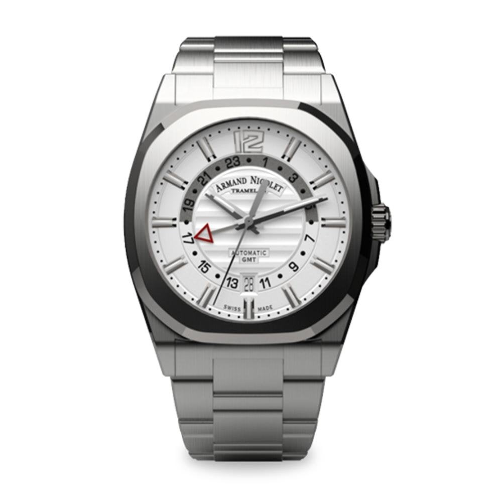 Armand Nicolet J09-3 GMT Silver Stainless Steel - Watches & Crystals