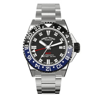 Thumbnail for Armand Nicolet JS9-41 GMT Stainless Steeln Black and Blue Bezel - Watches & Crystals