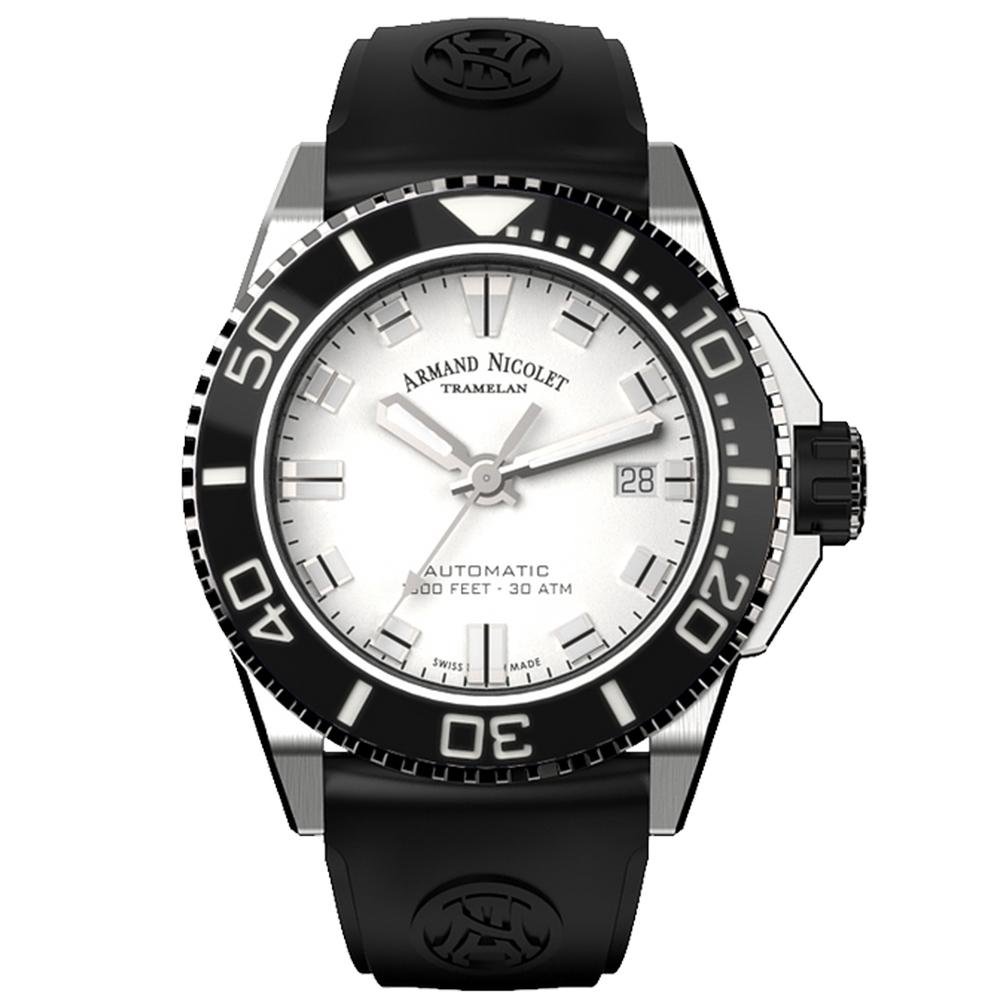 Armand Nicolet JS9-41 Stainless Steel Black Ceramic Bezel - Watches & Crystals