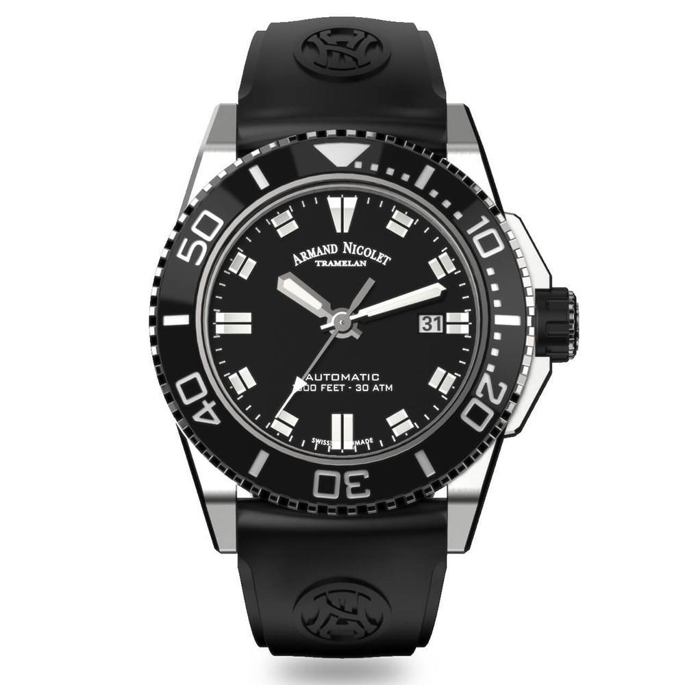 Armand Nicolet JS9-44 Black Rubber - Watches & Crystals