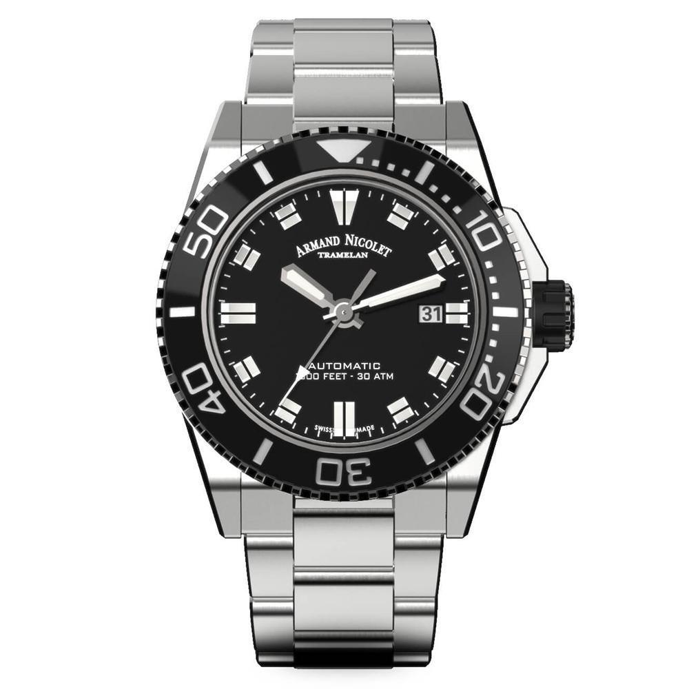 Armand Nicolet JS9-44 Black Stainless Steel - Watches & Crystals