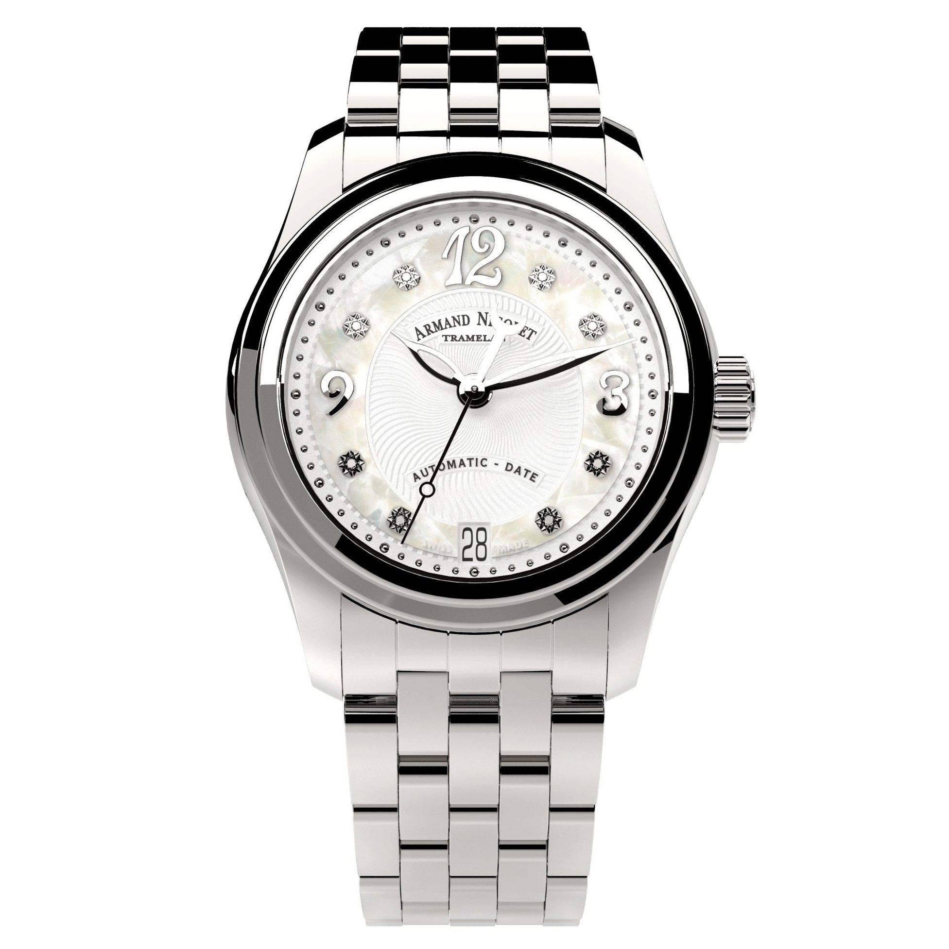 Armand Nicolet Ladies Watch M03-3 Stainless Steel White A151BAA-AN-MA150 - Watches & Crystals