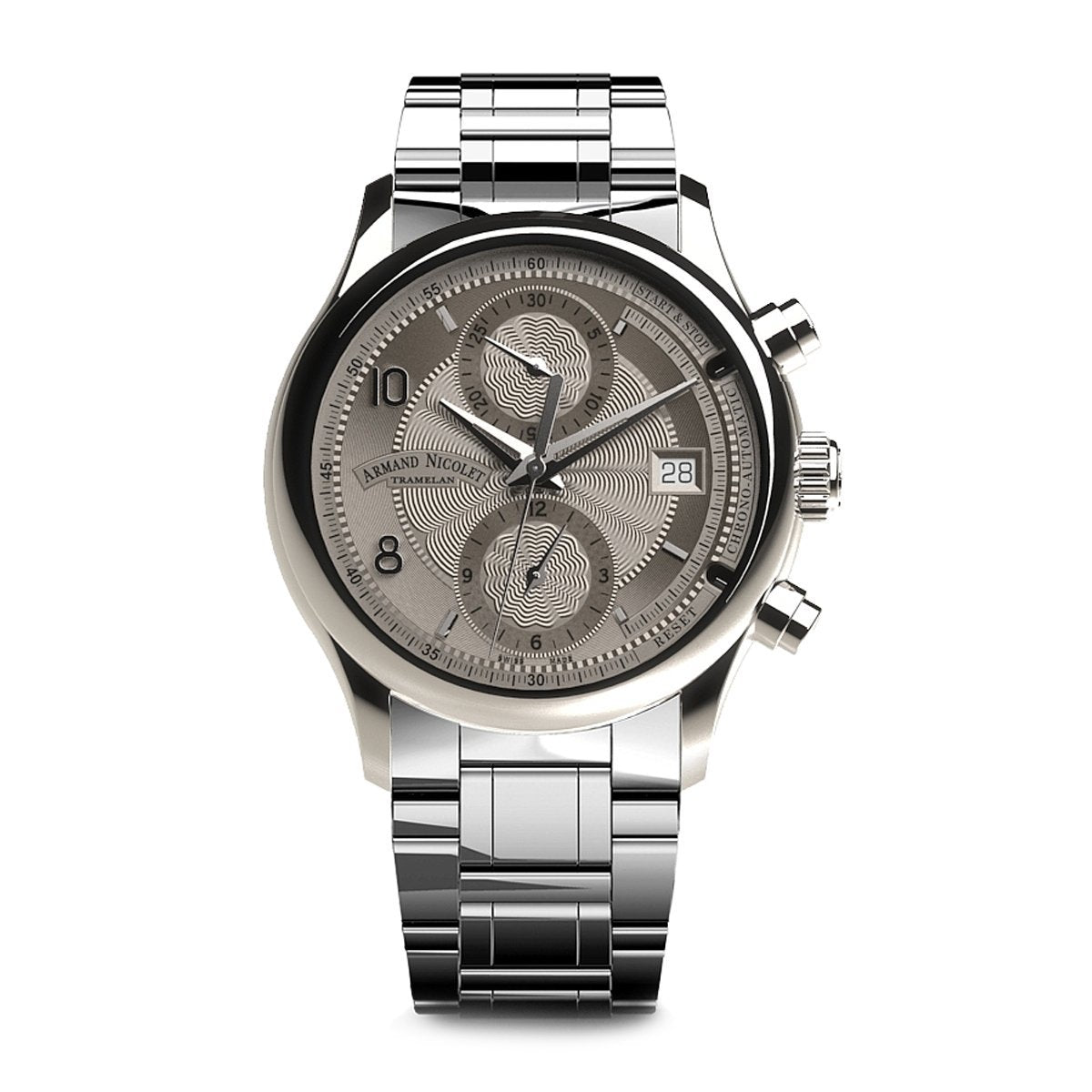 Armand Nicolet M02-4 Chronograph Watch Grey Steel - Watches & Crystals
