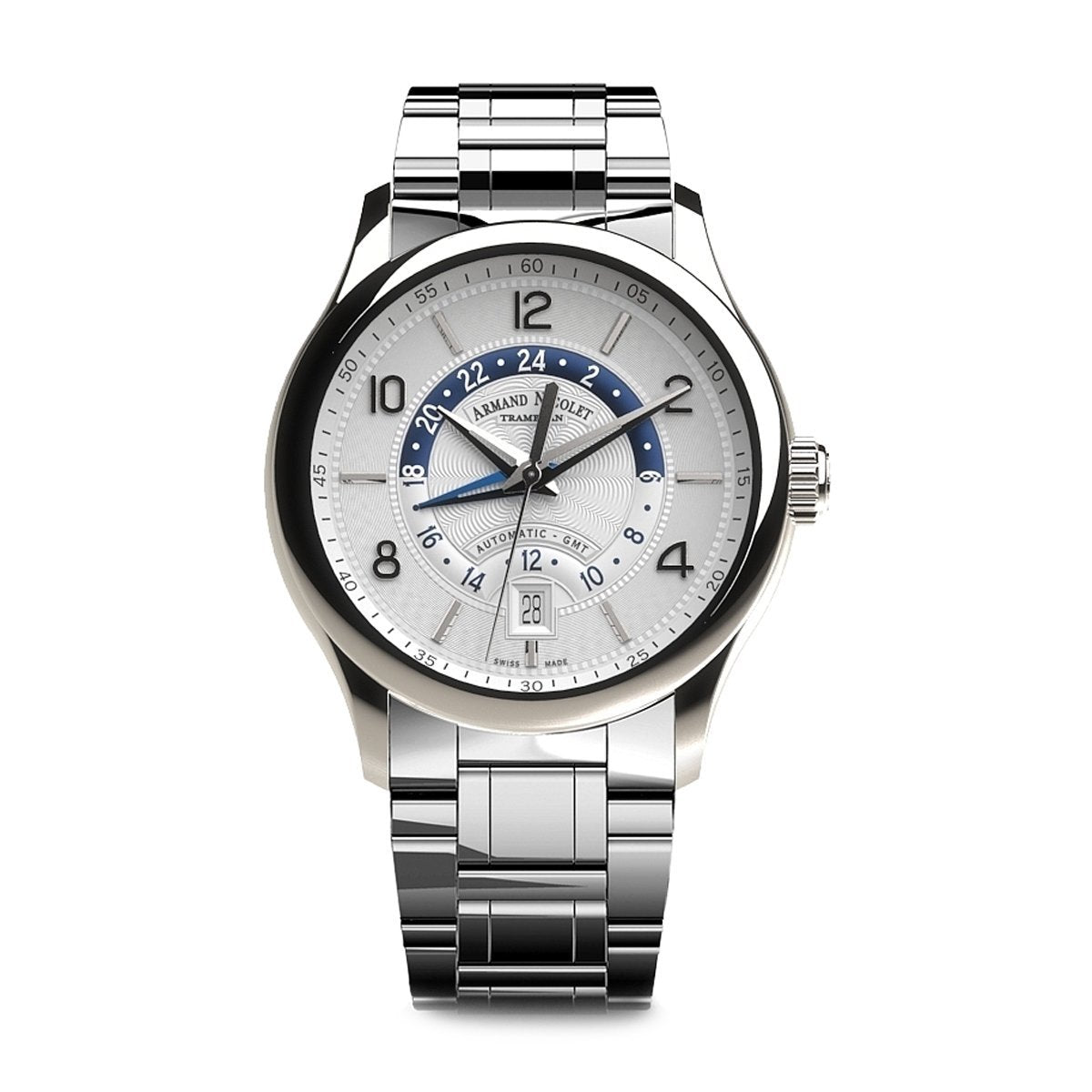 Armand Nicolet M02-4 GMT Watch Silver Steel - Watches & Crystals